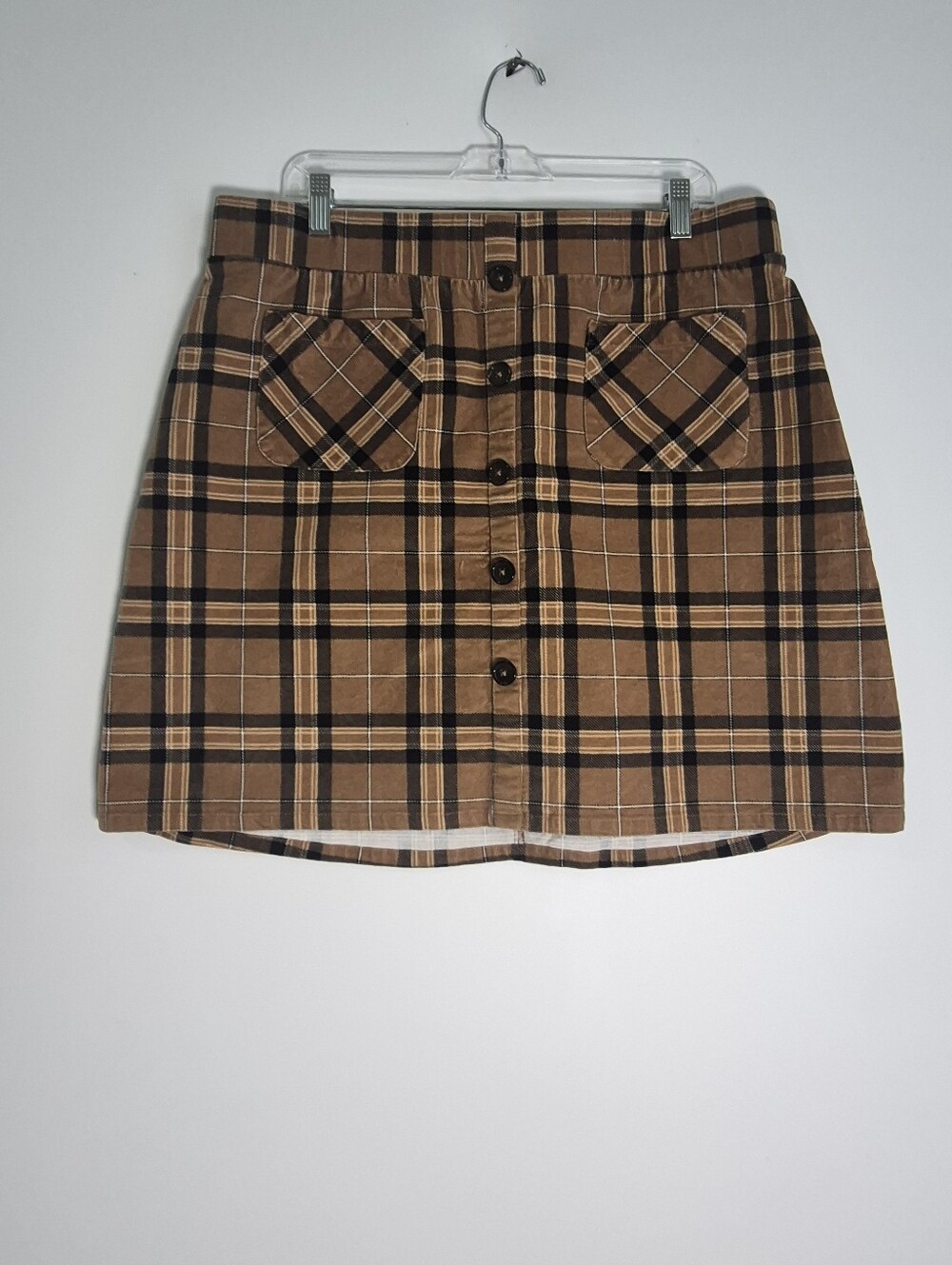 Torrid Plaid Corduroy Button Front Mini Skirt Size 1